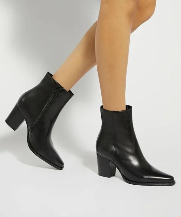 Dune London Western Cowboy Boots Women Paxten Black Western Ankle Boots Black