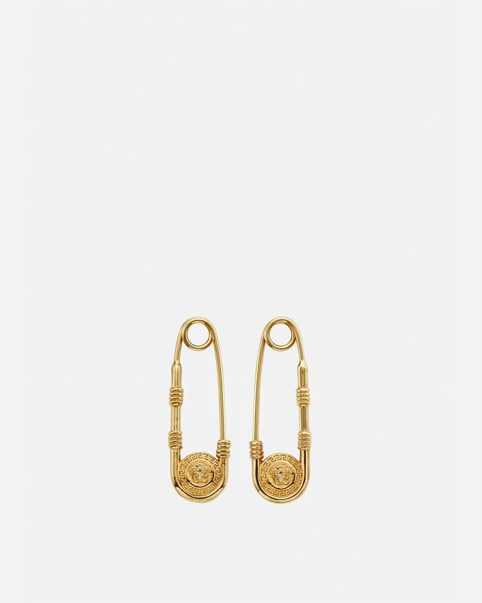 Earrings Men Versace Safety Pin Earrings Light Gold