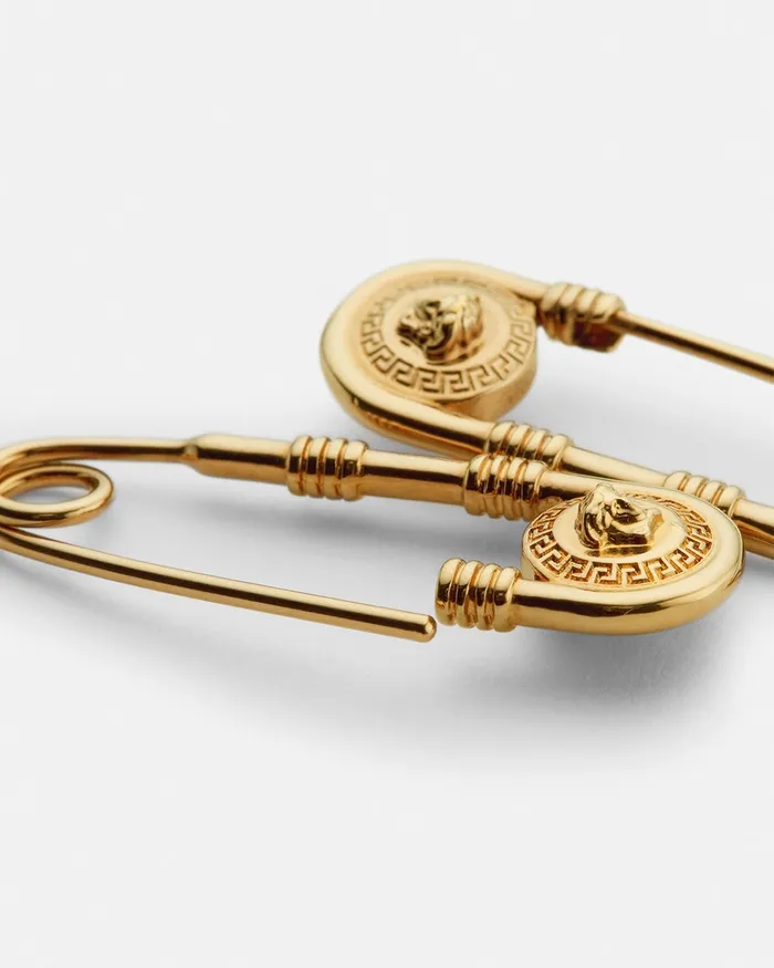 Earrings Men Versace Safety Pin Earrings Light Gold