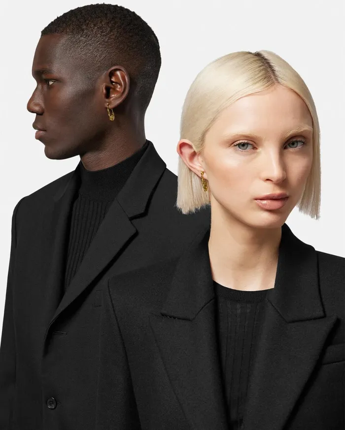 Earrings Men Versace Safety Pin Earrings Light Gold