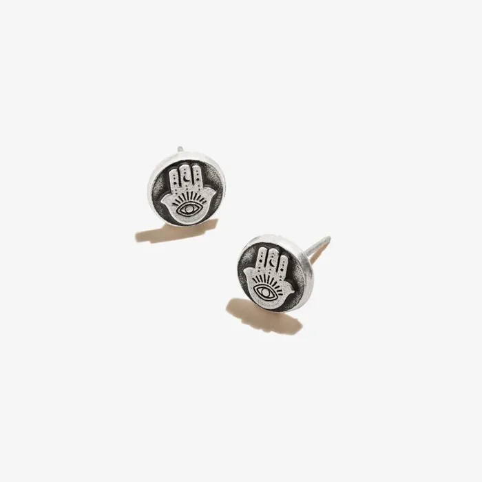 Earrings Women Alex And Ani Hamsa Circle Stud Earrings Rafaelian Silver