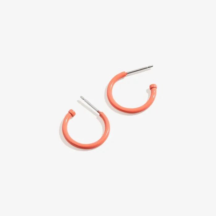 Earrings Women Alex And Ani Huggie Hoop Earrings Coral Shiny Silver