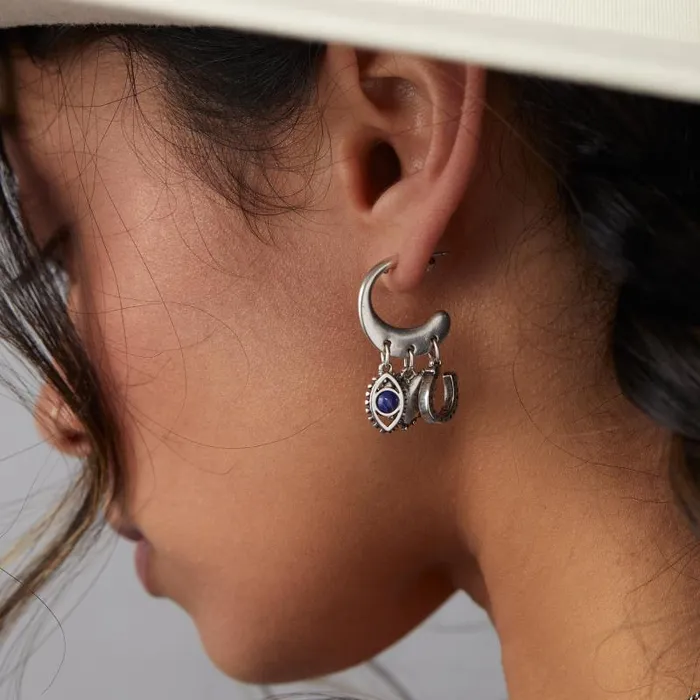 Earrings Women Alex And Ani Multicharm Hoop Earrings Antique Silver