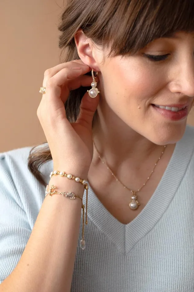 Earrings Women Alex And Ani Snowwoman Dangle Earrings Shiny Gold