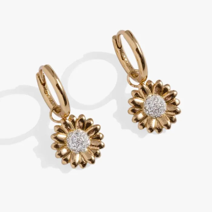 Earrings Women Alex And Ani Sunflower Huggie Hoop Earrings Two Tone