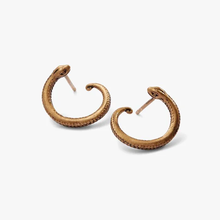 Earrings Women Alex And Ani Untamed Snake Hoop Earrings Antique Gold