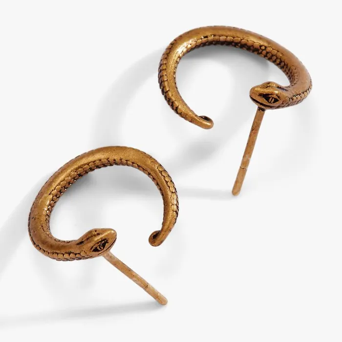Earrings Women Alex And Ani Untamed Snake Hoop Earrings Antique Gold