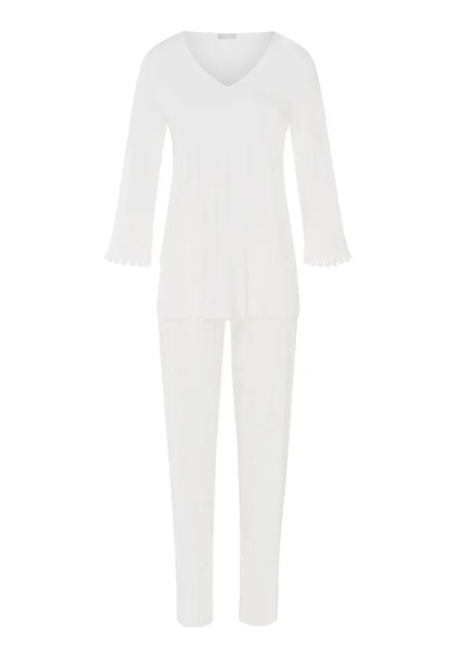 Embroidered Cotton Pajama Set Off White Women HANRO Pajama Sets