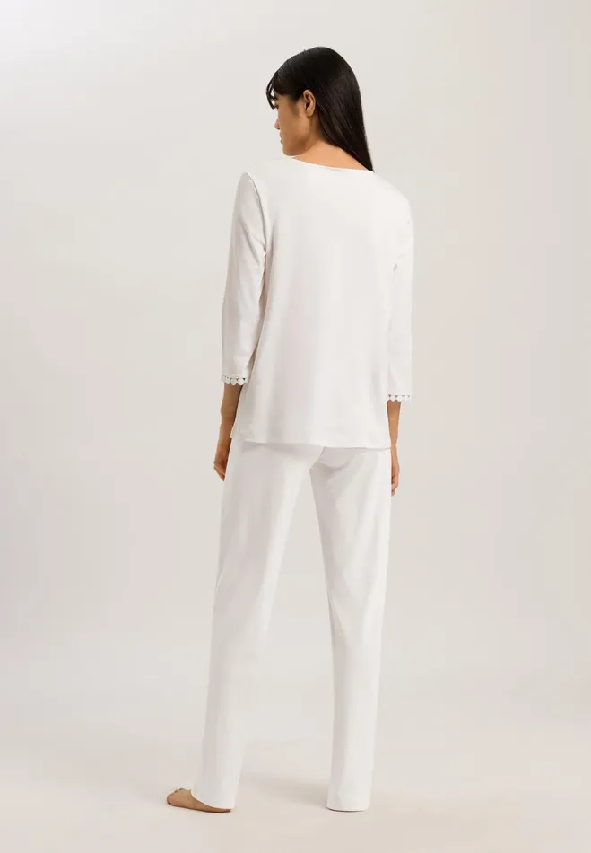 Embroidered Cotton Pajama Set Off White Women HANRO Pajama Sets