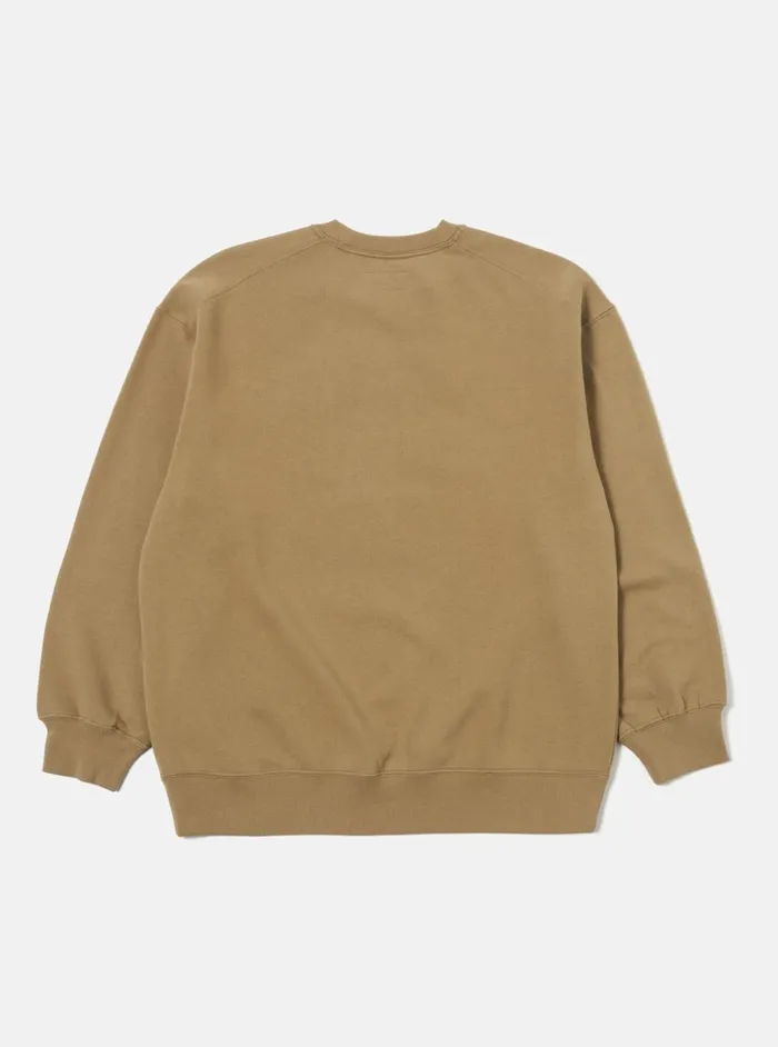 Embroidered Sweatshirt In Sand Brush Back Sweat Men Universal Works Sweatshirts