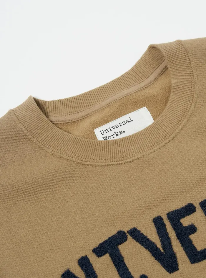Embroidered Sweatshirt In Sand Brush Back Sweat Men Universal Works Sweatshirts