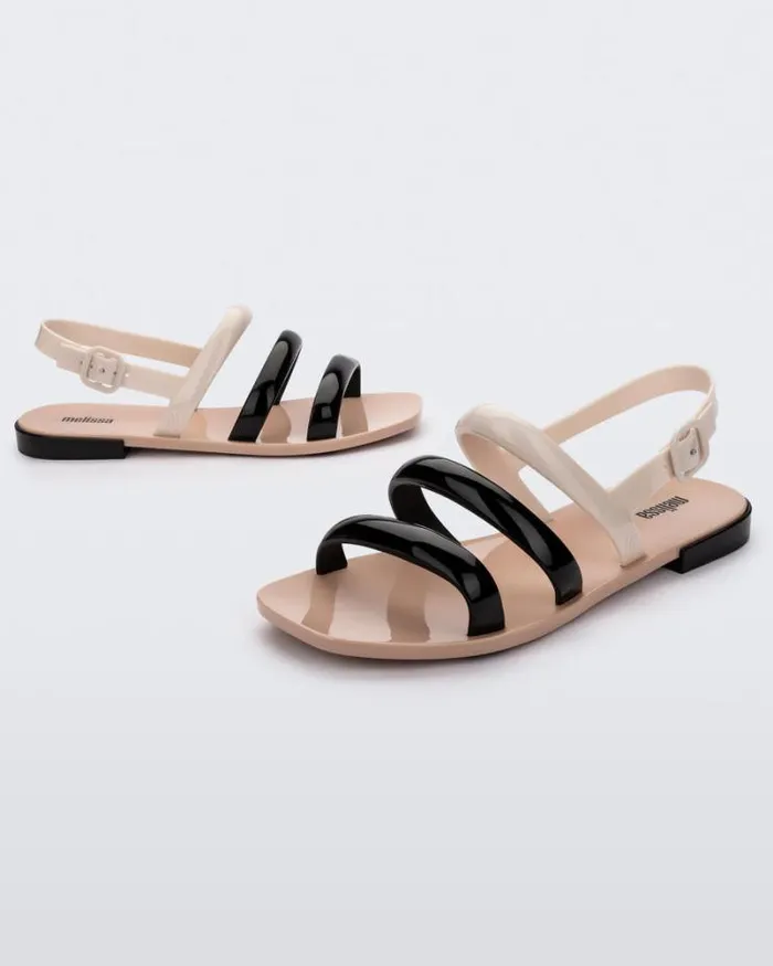 Essential Wave Beigeblack Women Melissa Sandals