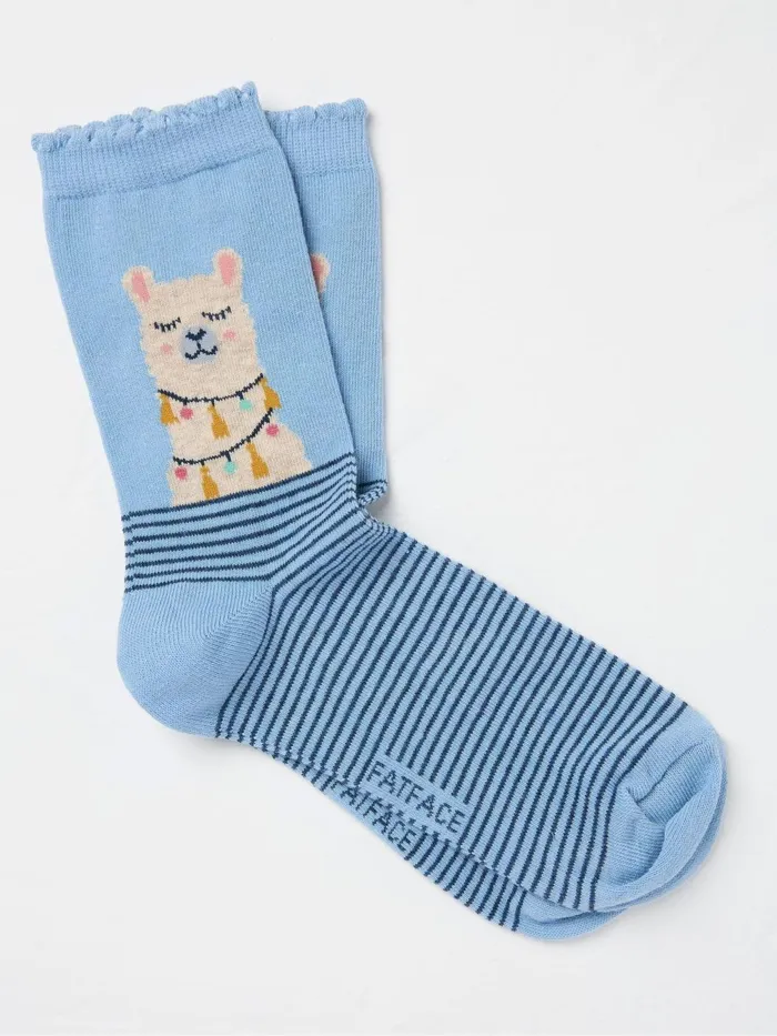 Fat Face 3 For 2 Socks Blue Llama Socks 1 Pack Size 47 8211 Women