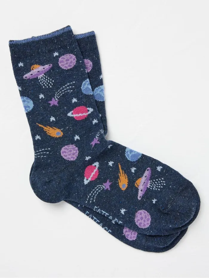 Fat Face 3 For 2 Socks Blue Space Socks 1 Pack Size 47 8211 Women