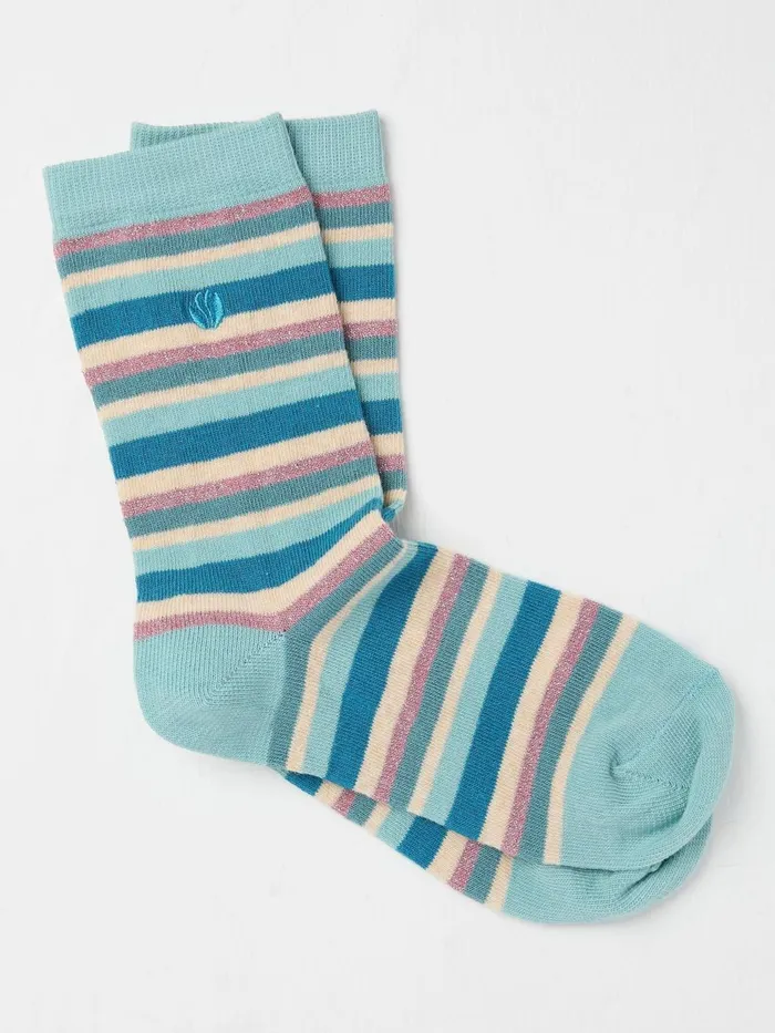 Fat Face 3 For 2 Socks Blue Stripe Socks 1 Pack Size 47 8211 Women