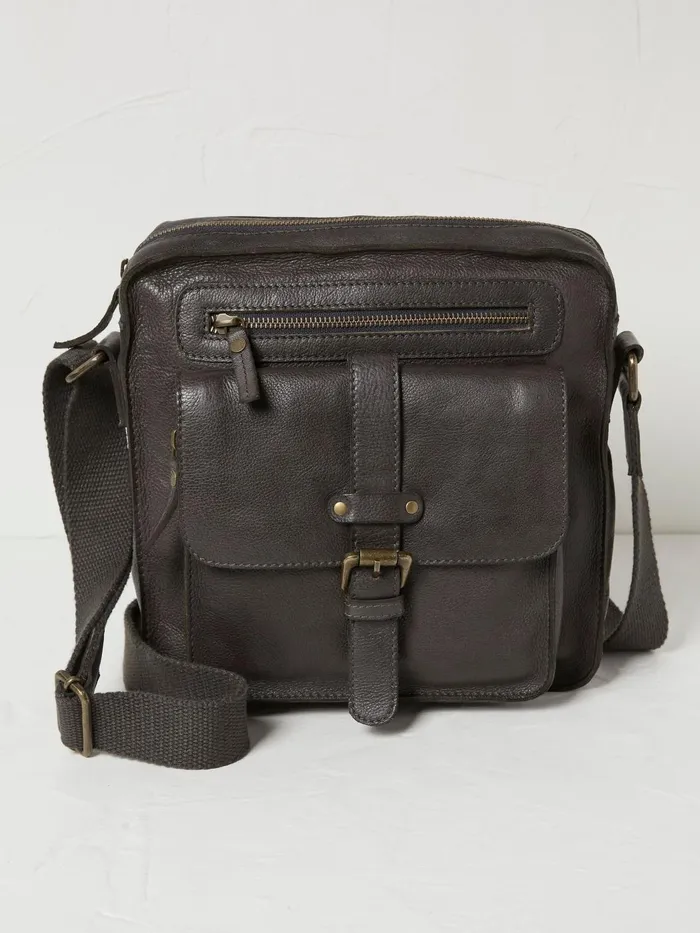 Fat Face Bags and Wallets Bramdean Grey Leather Crossbody Bag 8211 Men