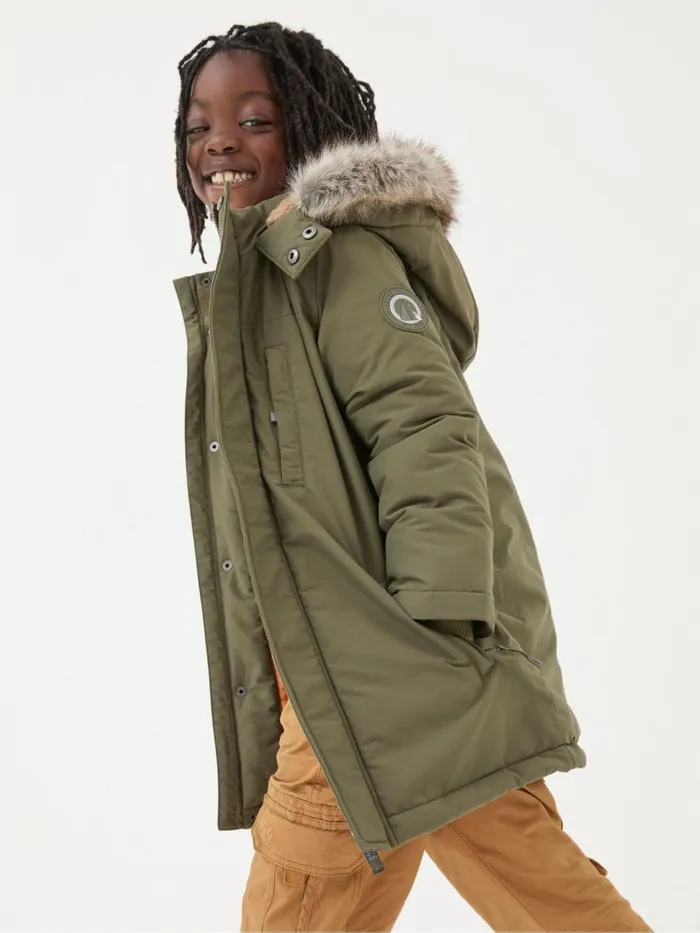 Fat Face Coats and Jackets Easdale Khaki Green Hooded Parka Jacket 8211 Kids