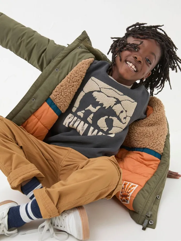 Fat Face Coats and Jackets Easdale Khaki Green Hooded Parka Jacket 8211 Kids