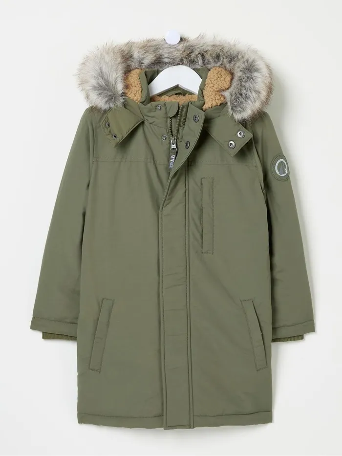 Fat Face Coats and Jackets Easdale Khaki Green Hooded Parka Jacket 8211 Kids