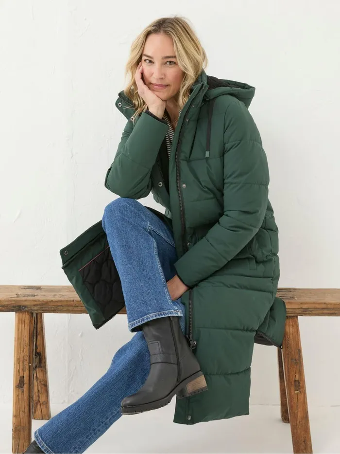 Fat Face Coats and Jackets Harley Green Long Puffer Coat 8211 Women