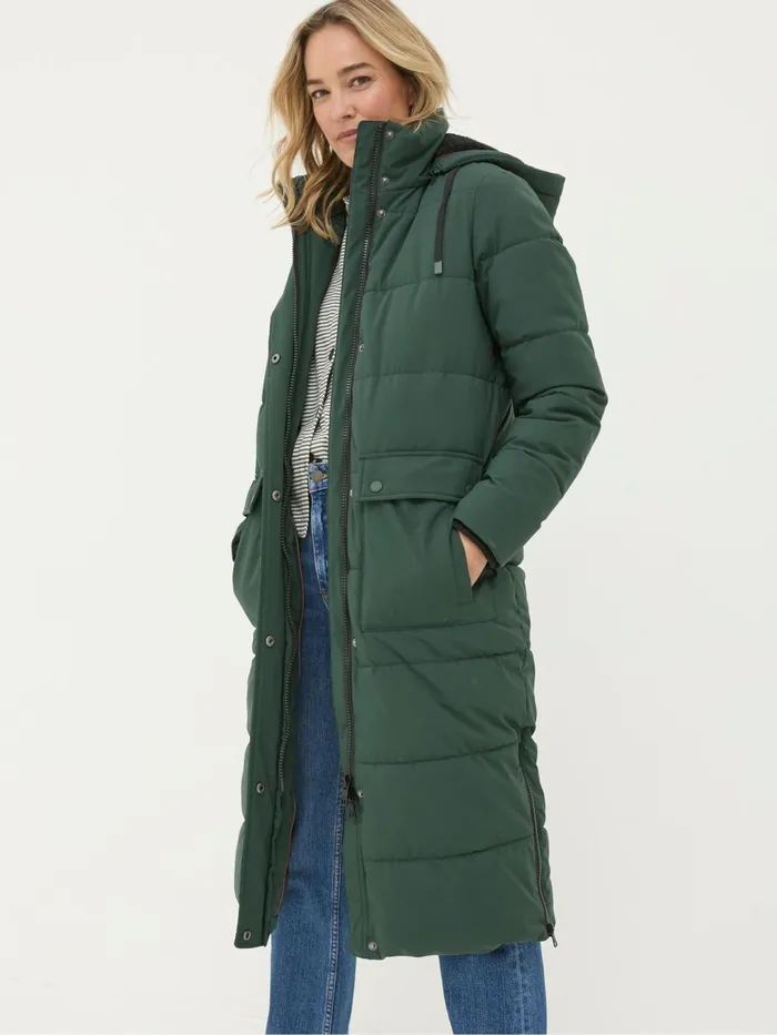 Fat Face Coats and Jackets Harley Green Long Puffer Coat 8211 Women