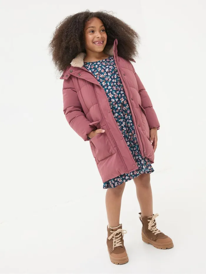Fat Face Coats and Jackets Letty Rose Pink Longline Padded Jacket 8211 Kids