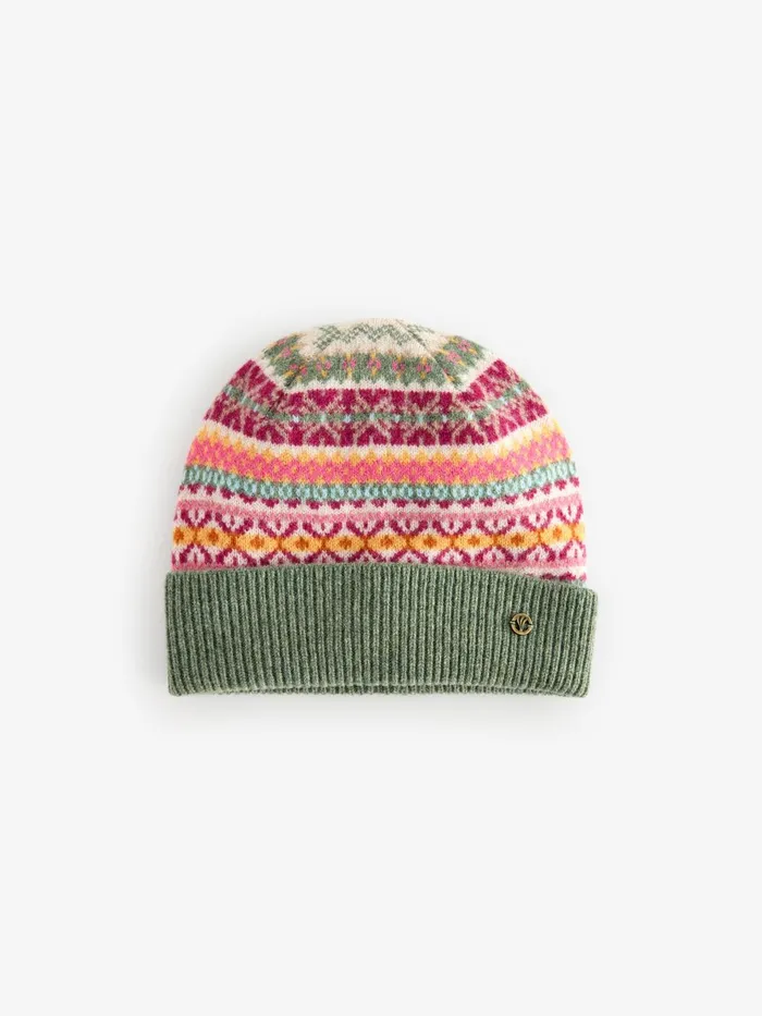 Fat Face Hats Green Lambswool Fairisle Beanie Hat 8211 Women