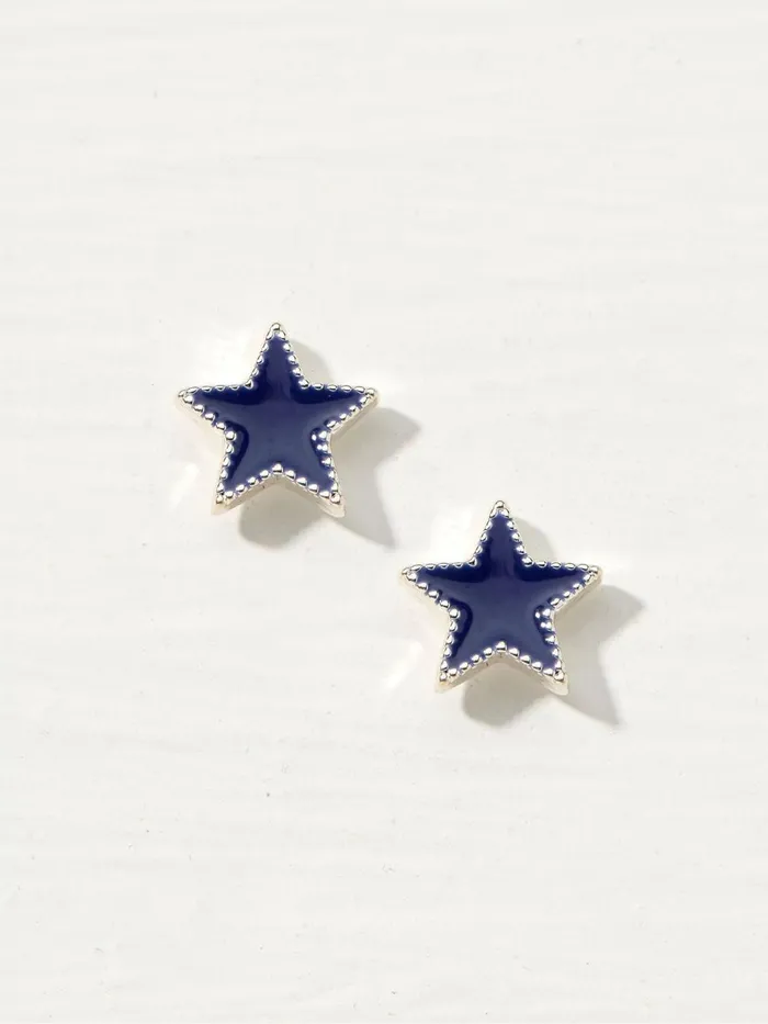 Fat Face Jewellery Blue Enamel Star Studs 8211 Women