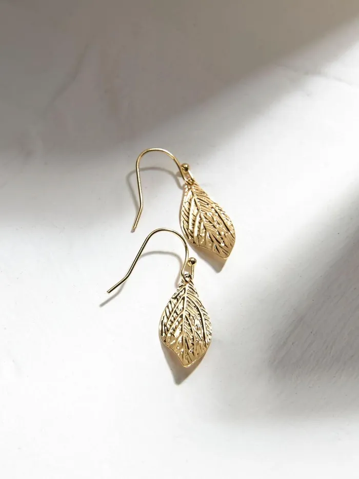 Fat Face Jewellery Gold Tone Large Leaf Drop Earrings 8211 Women
