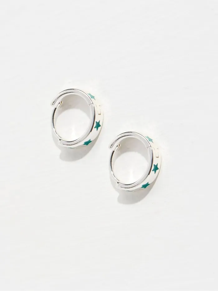 Fat Face Jewellery Green Star Enamel Hoop Earrings 8211 Women