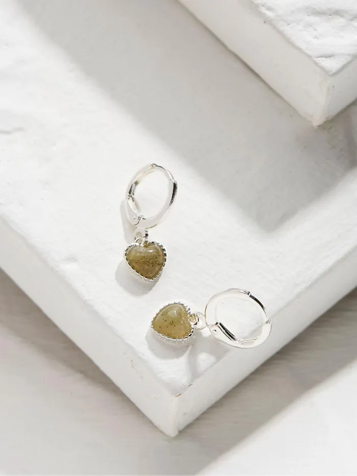 Fat Face Jewellery Silver Tone Heart Stone Earrings 8211 Women