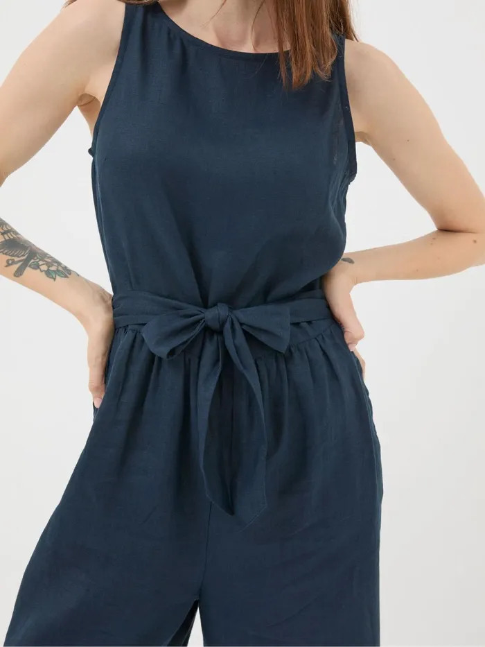 Fat Face Jumpsuits and Playsuits Liz Blue Linen Jumpsuit 8211 Women