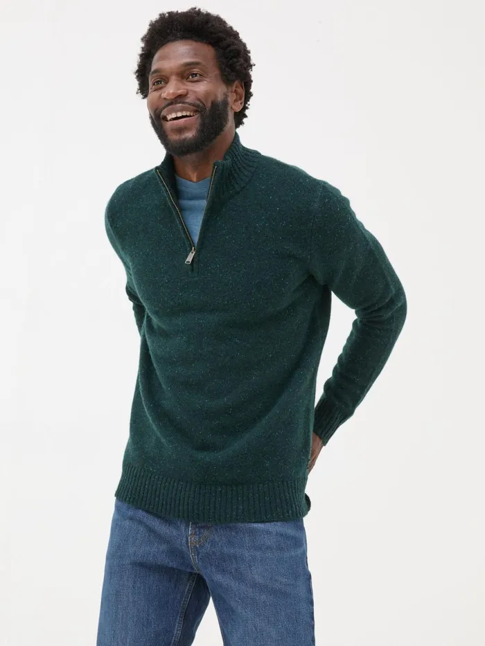 Fat Face Knitwear Dark Green Lambswool Half Neck Jumper 8211 Men