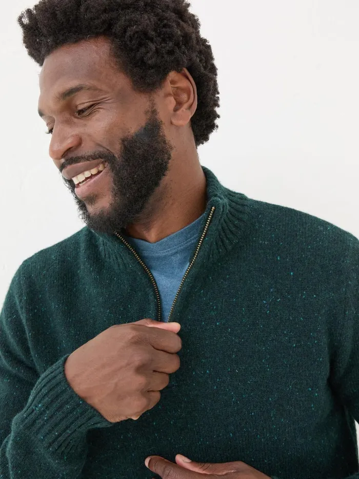 Fat Face Knitwear Dark Green Lambswool Half Neck Jumper 8211 Men