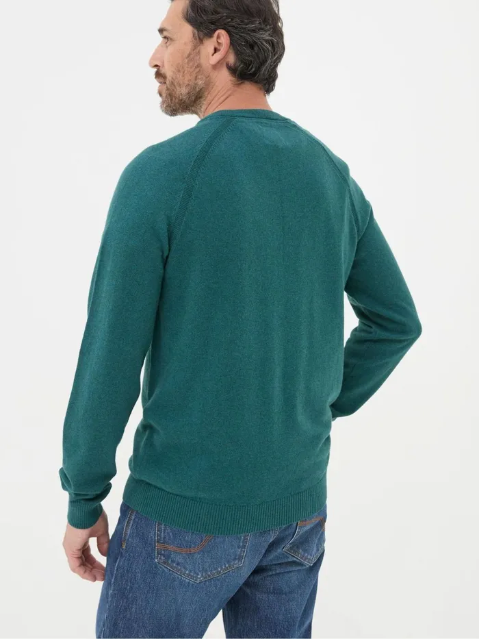 Fat Face Knitwear Rye Teal Blue Cotton Cashmere Crew Neck Jumper 8211 Men