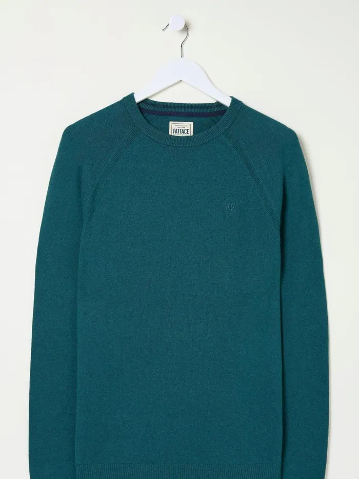 Fat Face Knitwear Rye Teal Blue Cotton Cashmere Crew Neck Jumper 8211 Men