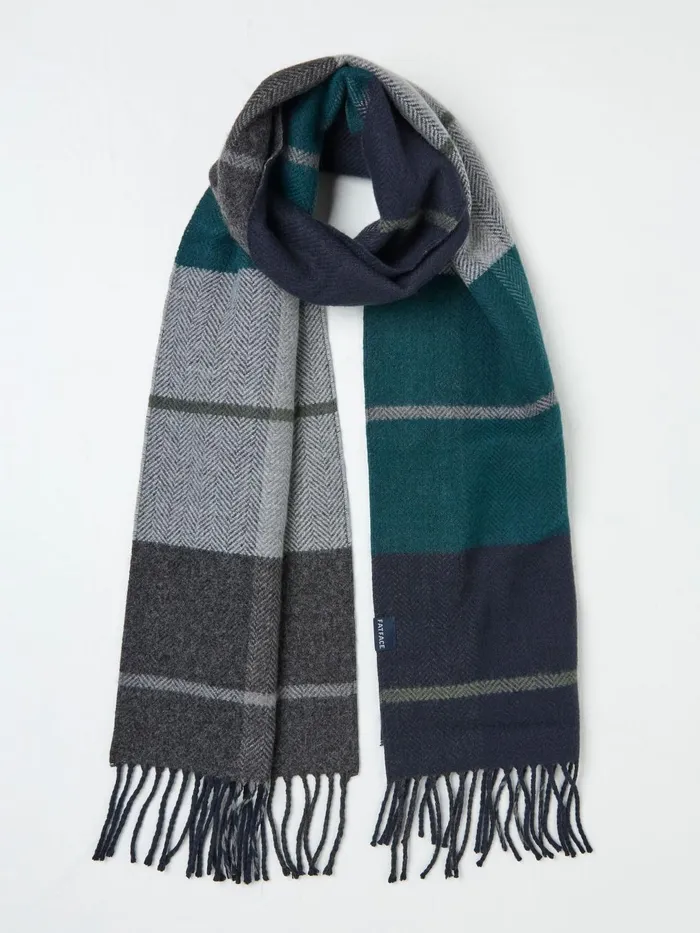 Fat Face Scarves Teal Blue Oscar Check Scarf 8211 Men