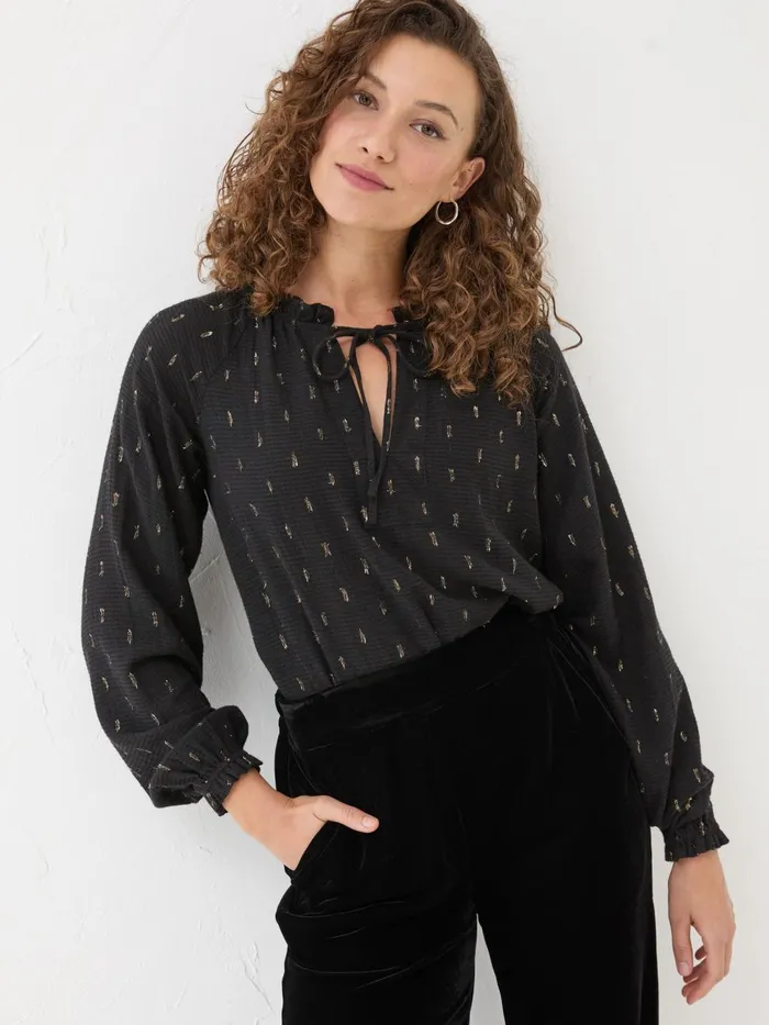 Fat Face Shirts and Blouses Black Metallic Blouse 8211 Women