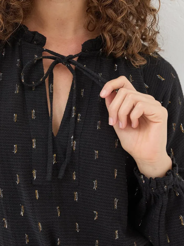 Fat Face Shirts and Blouses Black Metallic Blouse 8211 Women
