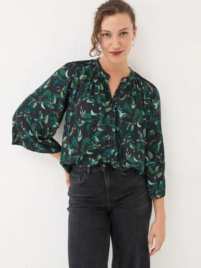 Fat Face Shirts and Blouses Black Tia Button Longline Blouse 8211 Women
