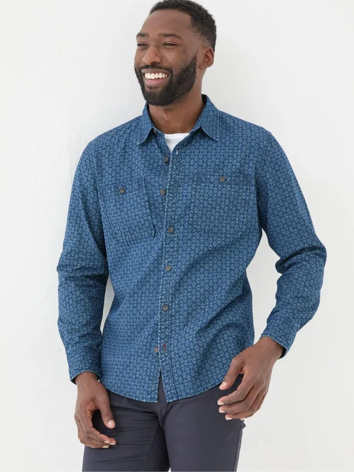 Fat Face Shirts Geo Blue Print Shirt 8211 Men