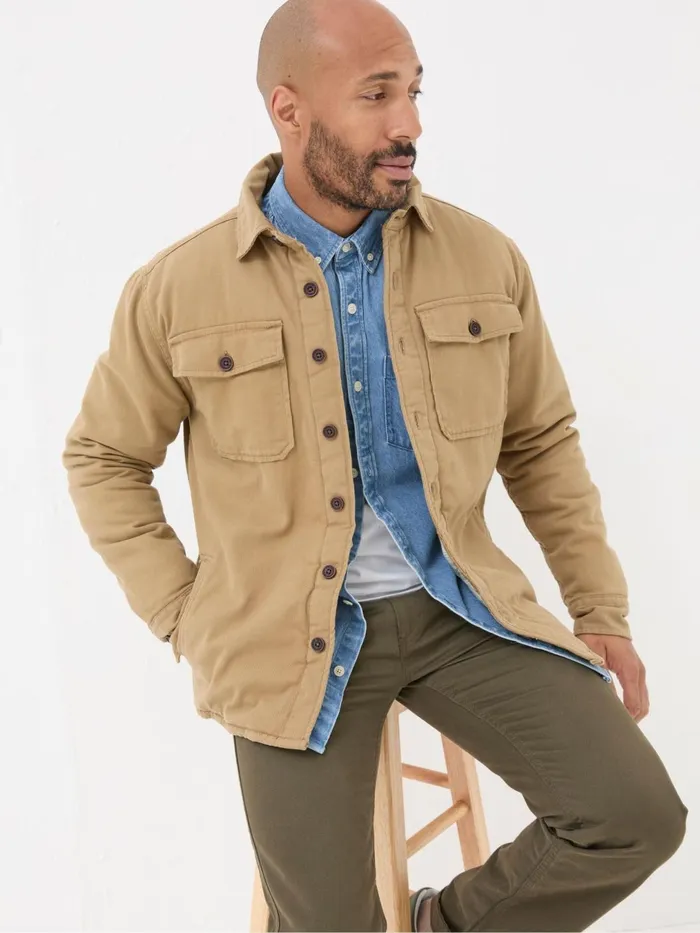 Fat Face Shirts Walderton Beige Overshirt 8211 Men