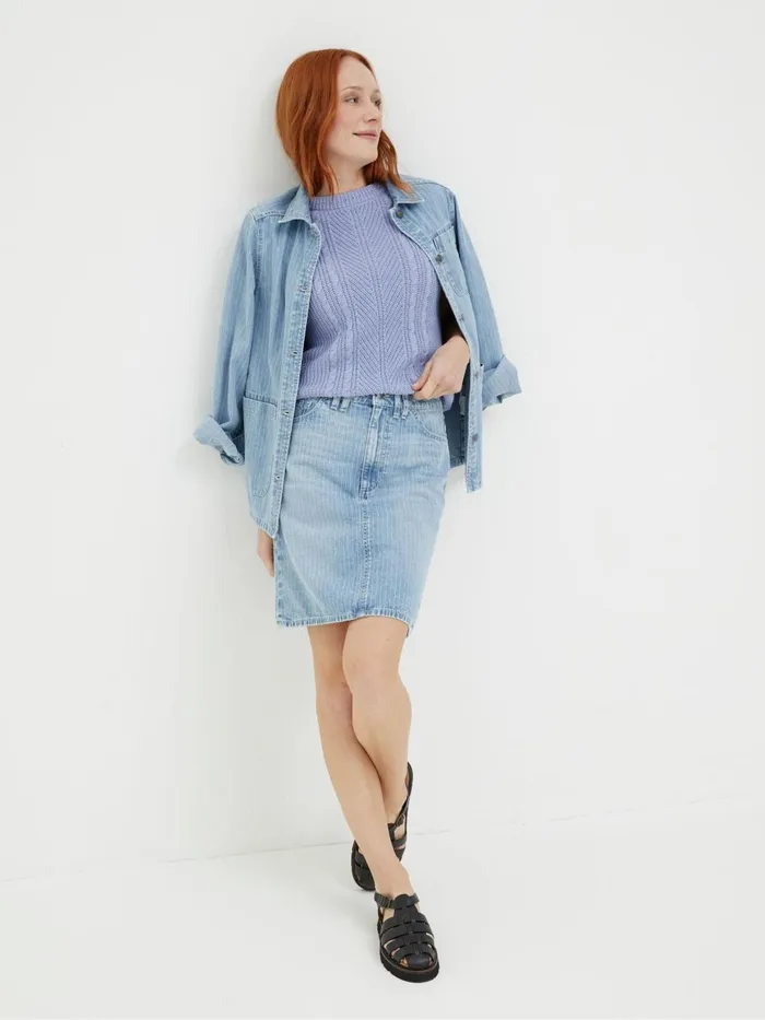 Fat Face Skirts Athena Blue Stripe Denim Skirt 8211 Women