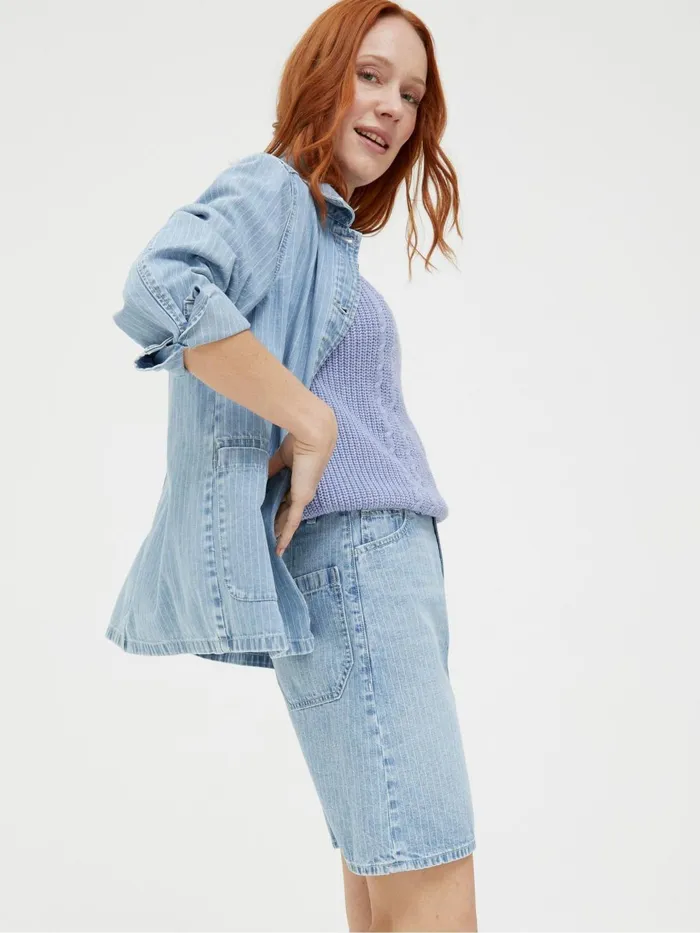 Fat Face Skirts Athena Blue Stripe Denim Skirt 8211 Women