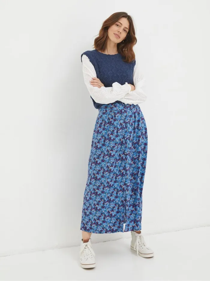 Fat Face Skirts Purple Ink Floral Midi Skirt 8211 Women