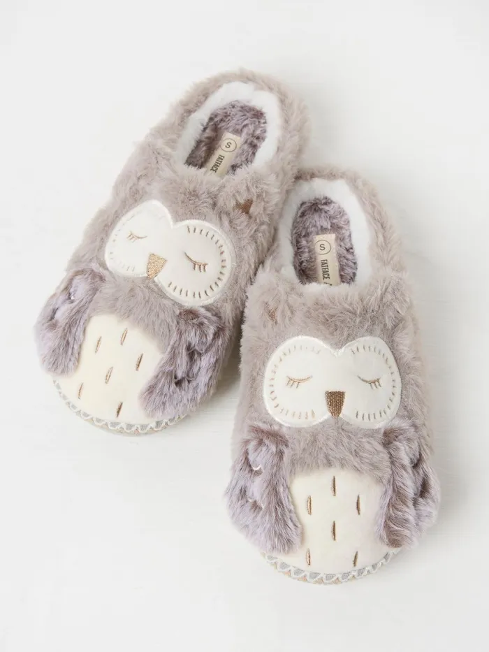 Fat Face Slippers Ophelia Light Grey Ophelia Owl Slippers 8211 Women