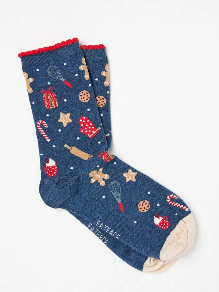 Fat Face Socks and Tights Blue Navy Christmas Baking Socks 1 Pack 8211 Women