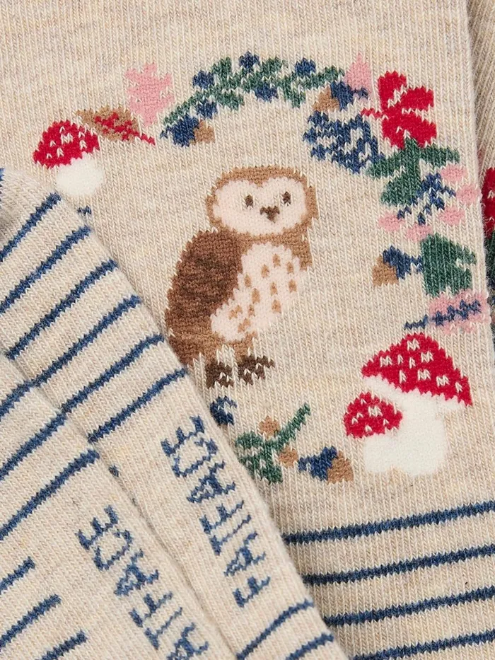 Fat Face Socks and Tights Oatmeal Owl Wreath Socks 1 Pack Size 47 8211 Women