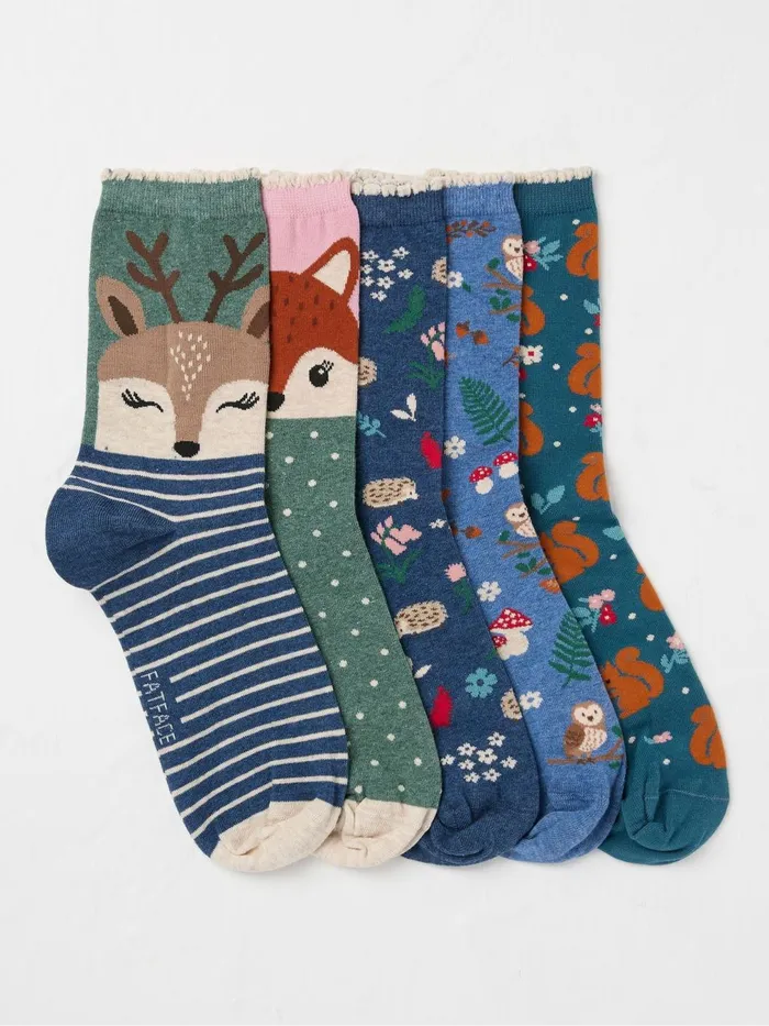 Fat Face Socks and Tights Woodland Socks 5 Pack Size 47 8211 Women