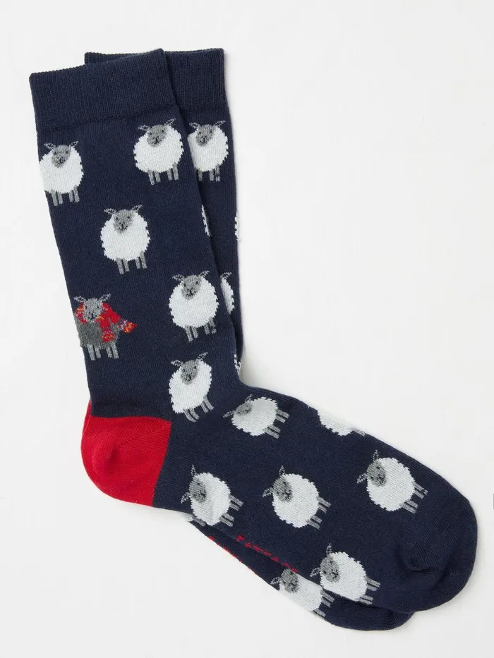 Fat Face Socks Navy Sheep Socks 1 Pack 8211 Men
